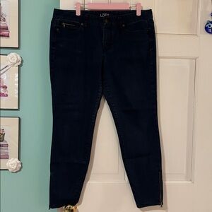 LOFT Women's Navy Ankle Zip Jeans.  Size 12P